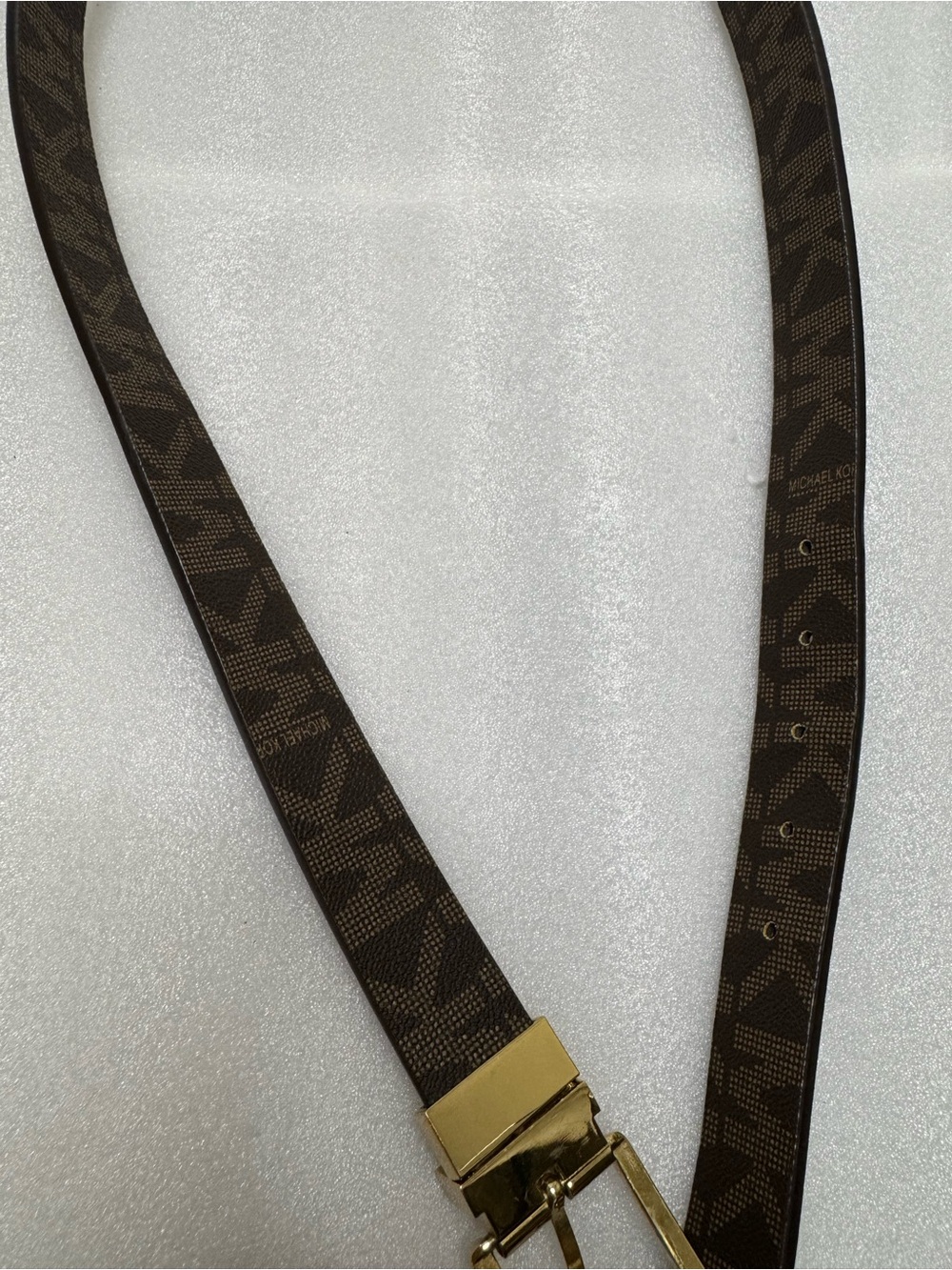 Michael Kors Brown Logo Belt with Gold Buckle